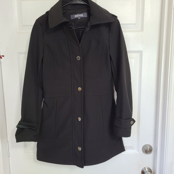 Kenneth Cole Reaction Woman's Hooded Coat, Size: XS Color: Black - Picture 3 of 16